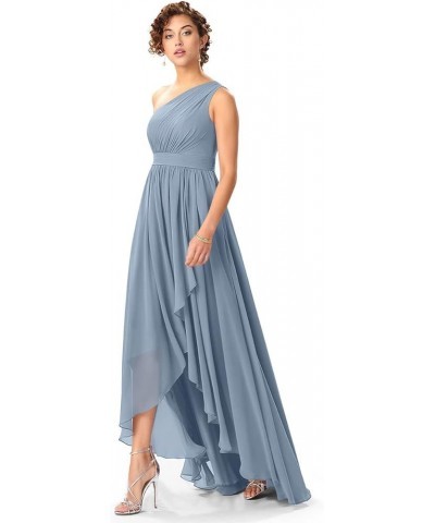 Women's One Shoulder Bridesmaid Dresses High Low Chiffon Formal Party Gowns with Pockets SE051 Peacock $31.61 Dresses