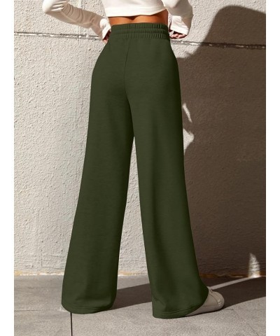 Wide Leg Sweatpants for Women Casual Elastic High Waisted Drawstring Long Pants with Pockets Army Green $18.72 Activewear