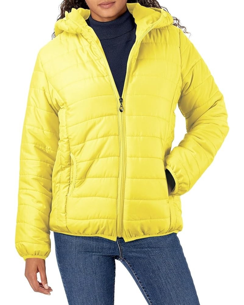 Hooded Down Jacket Women Warm Lightweight Jacket with Hood Windproof Winter Coat Duck Down Coat Outerwear Yellow $7.09 Jackets