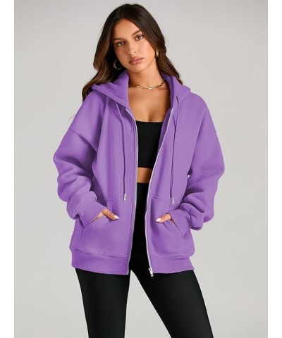 Women's Cute Hoodies Teen Girl Fall Jacket Oversized Sweatshirts Casual Drawstring Zip Up Y2K Hoodie with Pocket Purple $18.4...