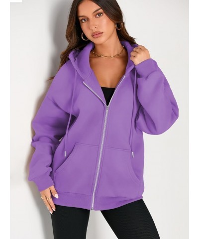 Women's Cute Hoodies Teen Girl Fall Jacket Oversized Sweatshirts Casual Drawstring Zip Up Y2K Hoodie with Pocket Purple $18.4...