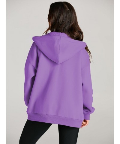 Women's Cute Hoodies Teen Girl Fall Jacket Oversized Sweatshirts Casual Drawstring Zip Up Y2K Hoodie with Pocket Purple $18.4...