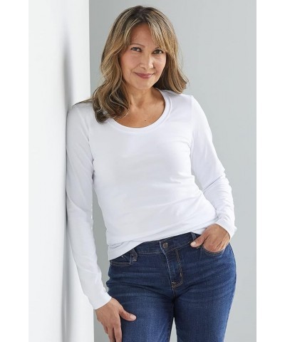 Women's Organic Pima Cotton Long Sleeve Scoop Neck Tee Black $20.87 T-Shirts