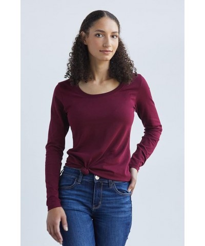 Women's Organic Pima Cotton Long Sleeve Scoop Neck Tee Black $20.87 T-Shirts