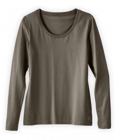 Women's Organic Pima Cotton Long Sleeve Scoop Neck Tee Black $20.87 T-Shirts