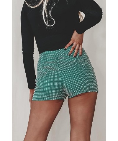 Women's Summer Sequins Shorts Mid Waist Elastic Band Sparkly Straight Leg Shorts Glitter Hot Pants for Party A Green $8.92 Sh...