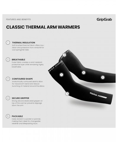 Classic Thermal Cycling Arm Warmers Anti-Slip Warm Cycling Arm Sleeves Autumn Winter Fleece Lined Biking Arm Warmers Black $1...