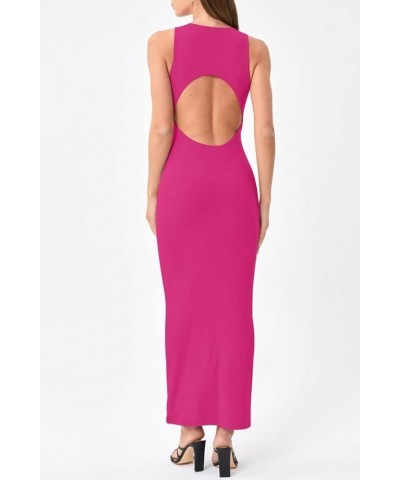 Backless Maxi Dress Women's 2023 Spring Summer Casual Long Tank Dresses Sexy Basic Bodycon Party Dress Hotpink $12.50 Dresses