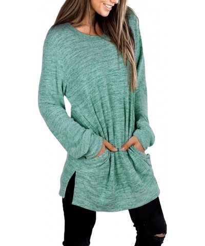 Womens Casual Sweatshirts Long Sleeve Shirts Oversized With Pocket Tunic Tops S-3XL 107-lakegreen $10.07 Tops