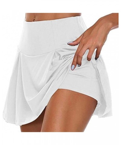 Tennis Skirt for Women High Waisted Athletic Golf Skorts Skirts for Running Casual Stretchy Pleated Tennis Skirts White $11.2...