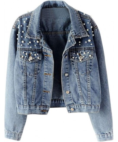 2023 Jean Jackets for Women Oversized Fashion Button Down Denim Jacket Fall Shacket Western Jacket with Pockets Blue $10.83 J...