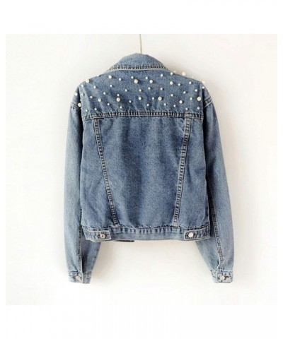 2023 Jean Jackets for Women Oversized Fashion Button Down Denim Jacket Fall Shacket Western Jacket with Pockets Blue $10.83 J...