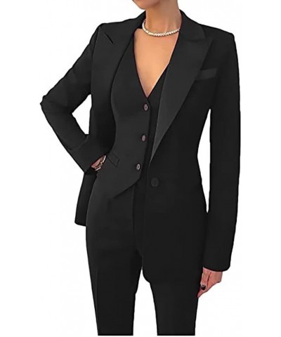 Business Women Suit Set 3 Pieces Notch Lapel Single Breasted Vest for Office Work Lady Suits (Blazer+Vest+Pants) Purple $23.6...