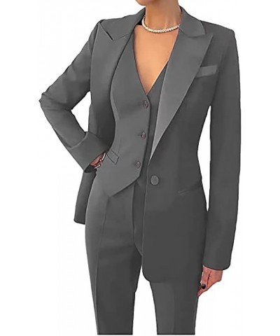 Business Women Suit Set 3 Pieces Notch Lapel Single Breasted Vest for Office Work Lady Suits (Blazer+Vest+Pants) Purple $23.6...