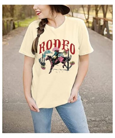 Women Western Desert Cactus T-Shirt Vintage Retro Sunset Cactus Graphic Shirt Cowgirl Casual Blouse Tops Tees As Show $9.68 T...