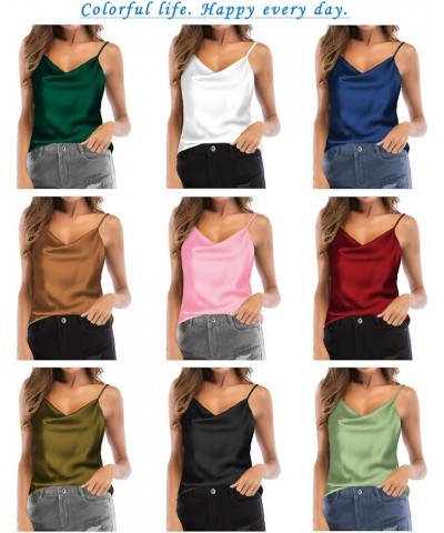 Women's Cowl Neck Camis Satin Tank Top Camisoles Blouses Green $10.25 Tanks