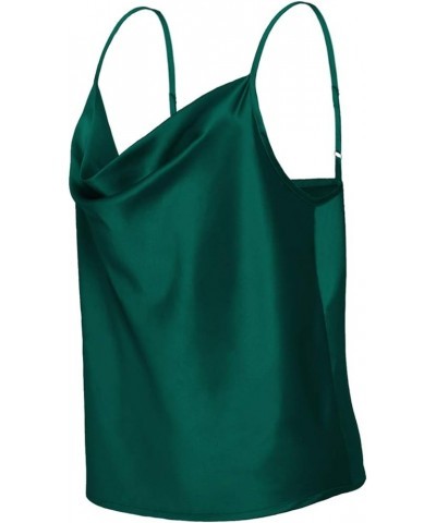 Women's Cowl Neck Camis Satin Tank Top Camisoles Blouses Green $10.25 Tanks