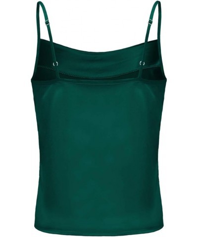 Women's Cowl Neck Camis Satin Tank Top Camisoles Blouses Green $10.25 Tanks