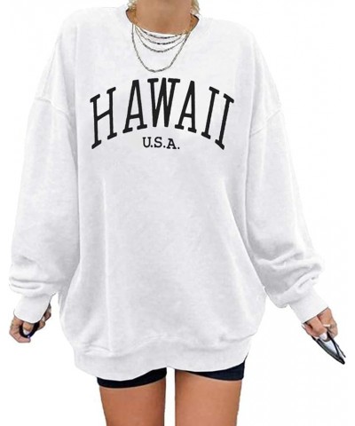 Women’s Oversized Sweatshirts Los Angeles California Hoodies Crewneck Long Sleeve Boyfriends Pullovers Tops Hawaii-white $12....