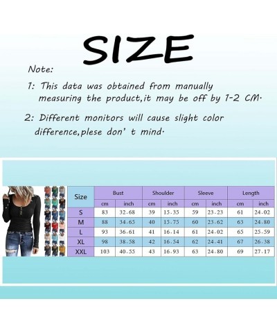 Long Sleeve Shirts for Women Fitted Scoop Neck Ribbed Knit Casual Tops Slim Basic Shirts Button Down Henley T Shirt A1light G...