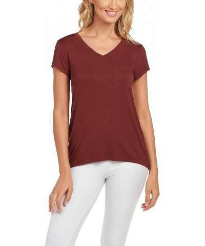 Womens Apparel V-Neck Swing Body Pocket Tee with Hi-Low Hem Espresso $16.50 T-Shirts