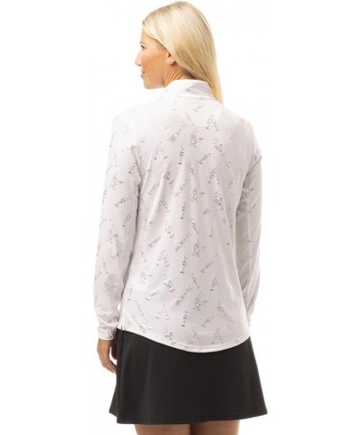 Solshine Foil Print UV 50 Long Sleeve Mock Top Cheers White Gold $33.79 Tops