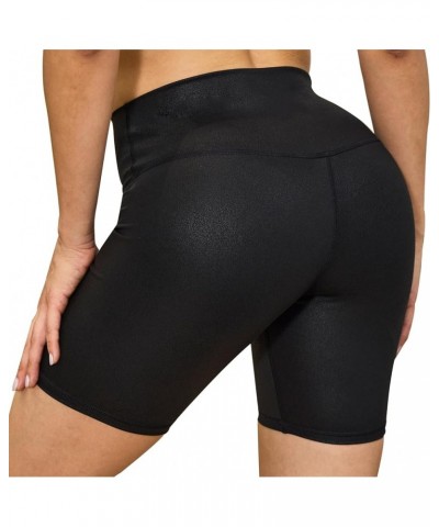 Womens Faux Leather Biker Shorts High Stretchy Gym Shorts Black $13.24 Shorts