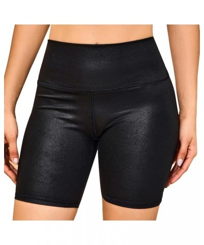 Womens Faux Leather Biker Shorts High Stretchy Gym Shorts Black $13.24 Shorts