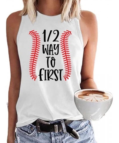 Baseball Mom Shirts Sleeveless Tank Top for Women Mother's Day Funny Tops Crewneck Summer Casual 2023 Graphic Tees 02 White $...