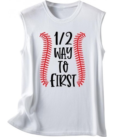 Baseball Mom Shirts Sleeveless Tank Top for Women Mother's Day Funny Tops Crewneck Summer Casual 2023 Graphic Tees 02 White $...