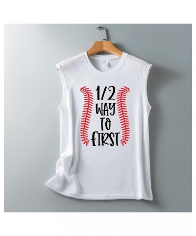 Baseball Mom Shirts Sleeveless Tank Top for Women Mother's Day Funny Tops Crewneck Summer Casual 2023 Graphic Tees 02 White $...