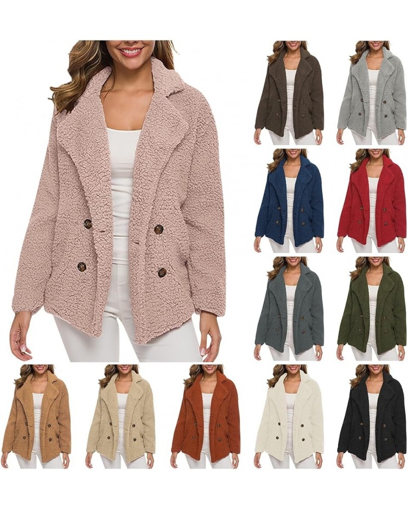 Sherpa Jacket Winter Coats for Women Lapel Fuzzy Fleece Oversized Winter Jacket Button Plush Pockets Cardigan Outwear B01-yel...