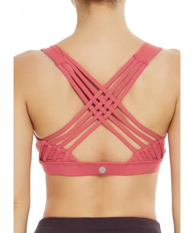 Women's Medium Support Strappy Back Energy Sport Bra Cotton Feel 6017 Brick Red $11.00 Lingerie