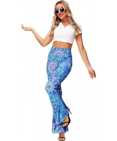 Women's High Waist Stretch Bell Bottom Slim-Fit Flare Leg Hippie Pants Blue $16.81 Pants