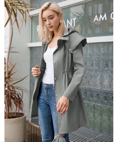 Women's Long Rain Jackets Waterproof Lightweight Hooded Packable Rain Coats Detachable Cape Grey $20.51 Jackets