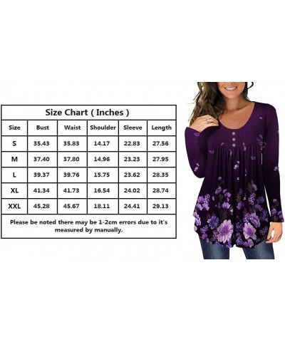 Women's Casual Tunic Tops To Wear With Leggings Long Sleeve Henley Blouses Botton Up Shirts Light Print $10.50 Tops