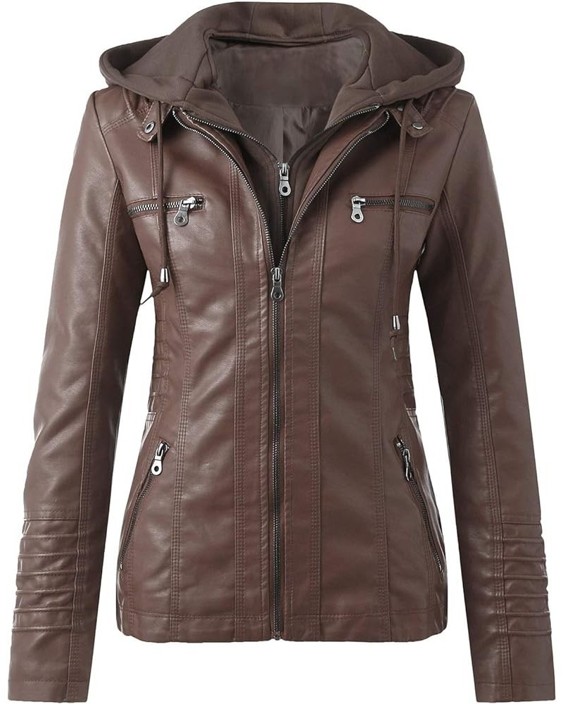 Motorcycle Jacket Women Coat Motorcycle Leather Collar Jacket Stand Slim Women's Coat Womens Leather Jacket Leather A-brown $...