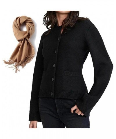 Describeu Cardigan,Ultra-Soft Button Cardigan,Slimming Button Cardigan Sweater Women with Pockets Black $13.44 Sweaters