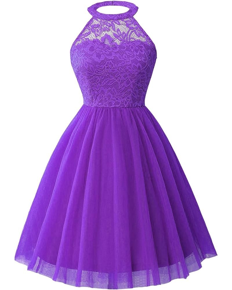 Tulle Homecoming Dresses Bridesmaid Dress Short Prom Gowns Halter Cocktail Dresses Purple $30.00 Dresses