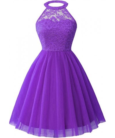 Tulle Homecoming Dresses Bridesmaid Dress Short Prom Gowns Halter Cocktail Dresses Purple $30.00 Dresses