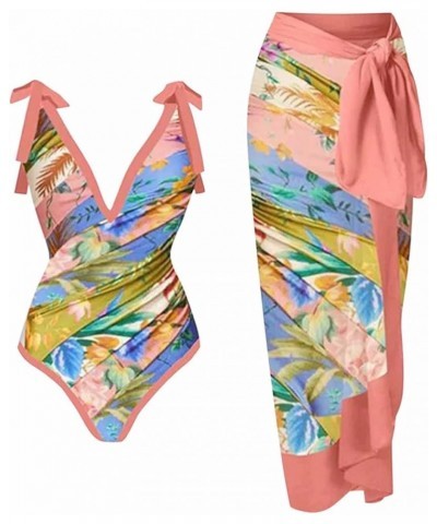 Traje de baño de dos piezas para Mujer, Falda Playa Traje baño Estampado Floral 2 piezas Traje baño Verano Playa X-166 Pink $...