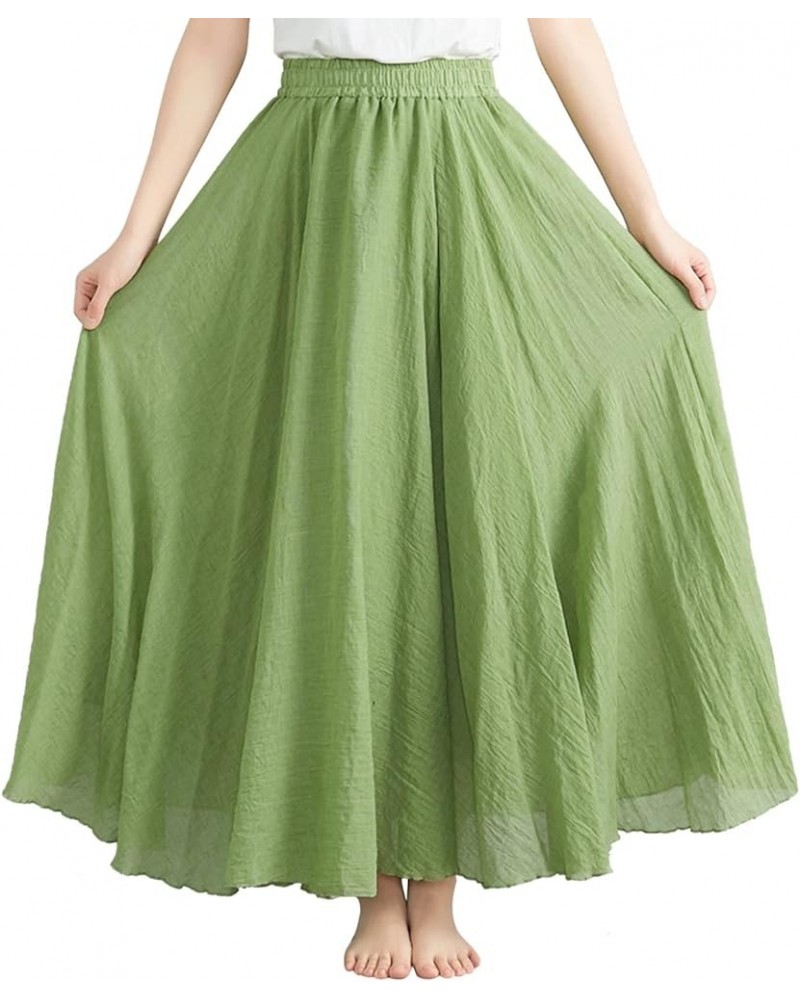 Broomstick Skirt for Women Womens Solid Color Half Skirt Teen Girls Elastic Waist A Line Skirt Long Half Skirt Green $16.12 S...