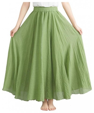 Broomstick Skirt for Women Womens Solid Color Half Skirt Teen Girls Elastic Waist A Line Skirt Long Half Skirt Green $16.12 S...