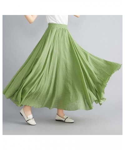 Broomstick Skirt for Women Womens Solid Color Half Skirt Teen Girls Elastic Waist A Line Skirt Long Half Skirt Green $16.12 S...