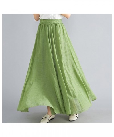 Broomstick Skirt for Women Womens Solid Color Half Skirt Teen Girls Elastic Waist A Line Skirt Long Half Skirt Green $16.12 S...