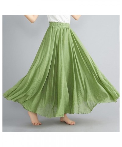 Broomstick Skirt for Women Womens Solid Color Half Skirt Teen Girls Elastic Waist A Line Skirt Long Half Skirt Green $16.12 S...