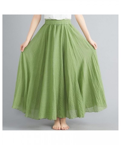 Broomstick Skirt for Women Womens Solid Color Half Skirt Teen Girls Elastic Waist A Line Skirt Long Half Skirt Green $16.12 S...