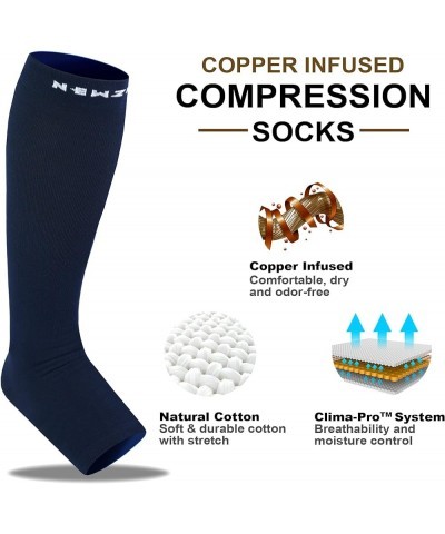 Compression Socks for Women & Men Circulation 20-30 mmHg, Graduated Open Toe, Cotton Compression Socks for Nurses Black Large...