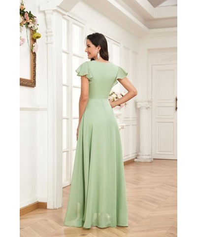 High Low Short Sleeve Bridesmaid Dresses for Women Chiffon Ruched A Line Prom Formal Evening Gowns Dusty Rose $30.75 Dresses