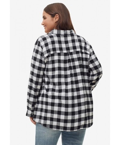 Women's Plus Size Plaid Flannel Shirt Rose Blush Plaid $22.66 Blouses